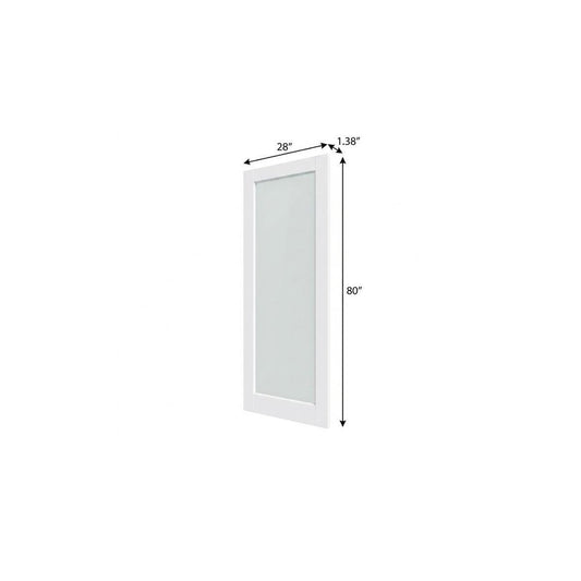 80" X 28" White Wood And Glass Slab Door