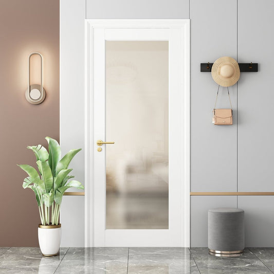 80" White Glass French Doors