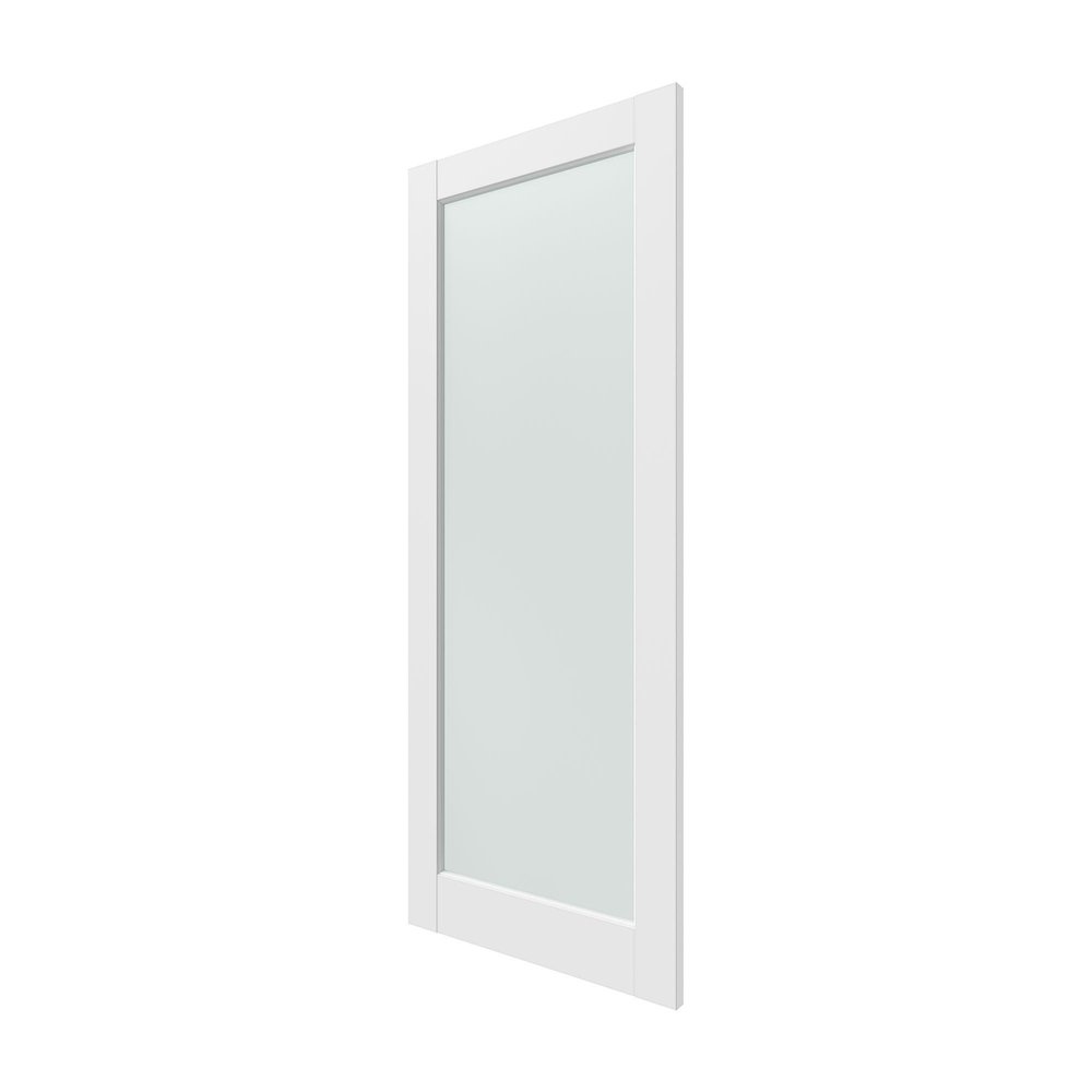 80" X 32" White Wood And Glass Slab Door