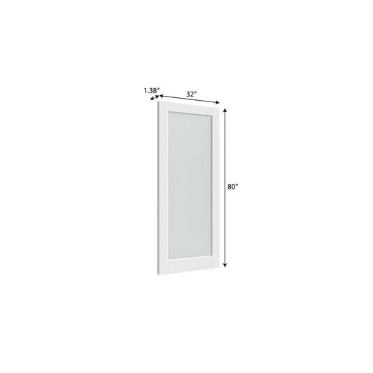 80" X 32" White Wood And Glass Slab Door