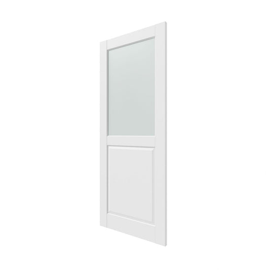 80" X 24" White Wood And Glass Slab Door