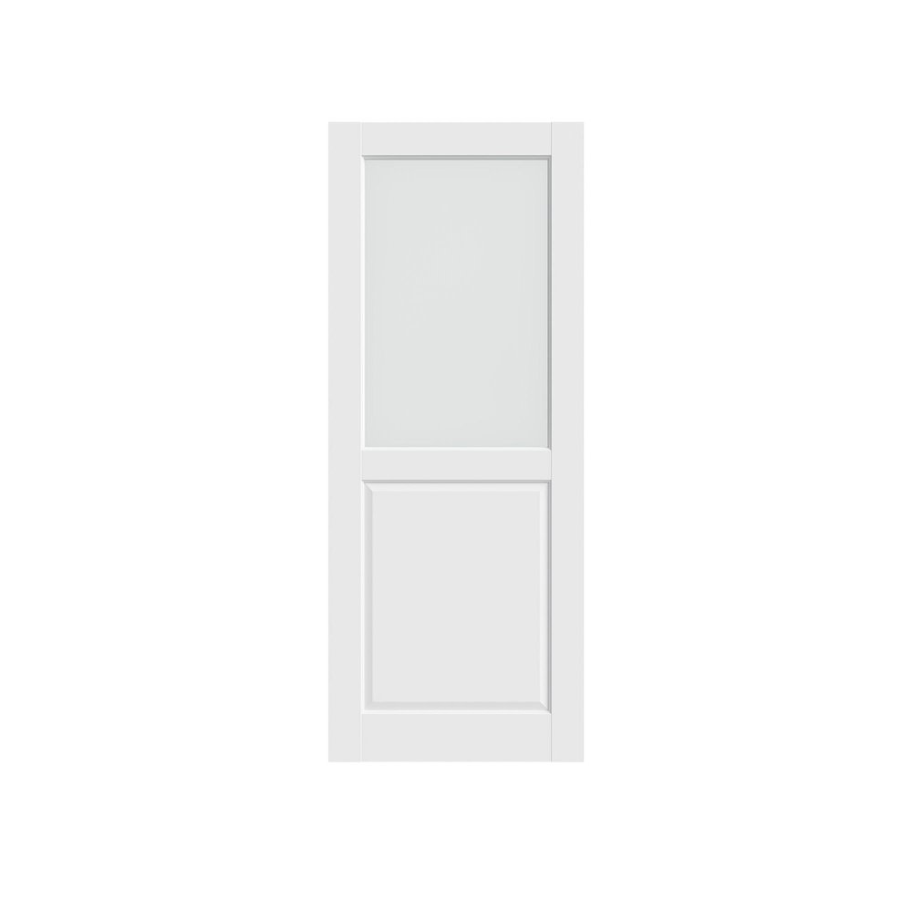 80" X 28" White Wood And Glass Slab Door