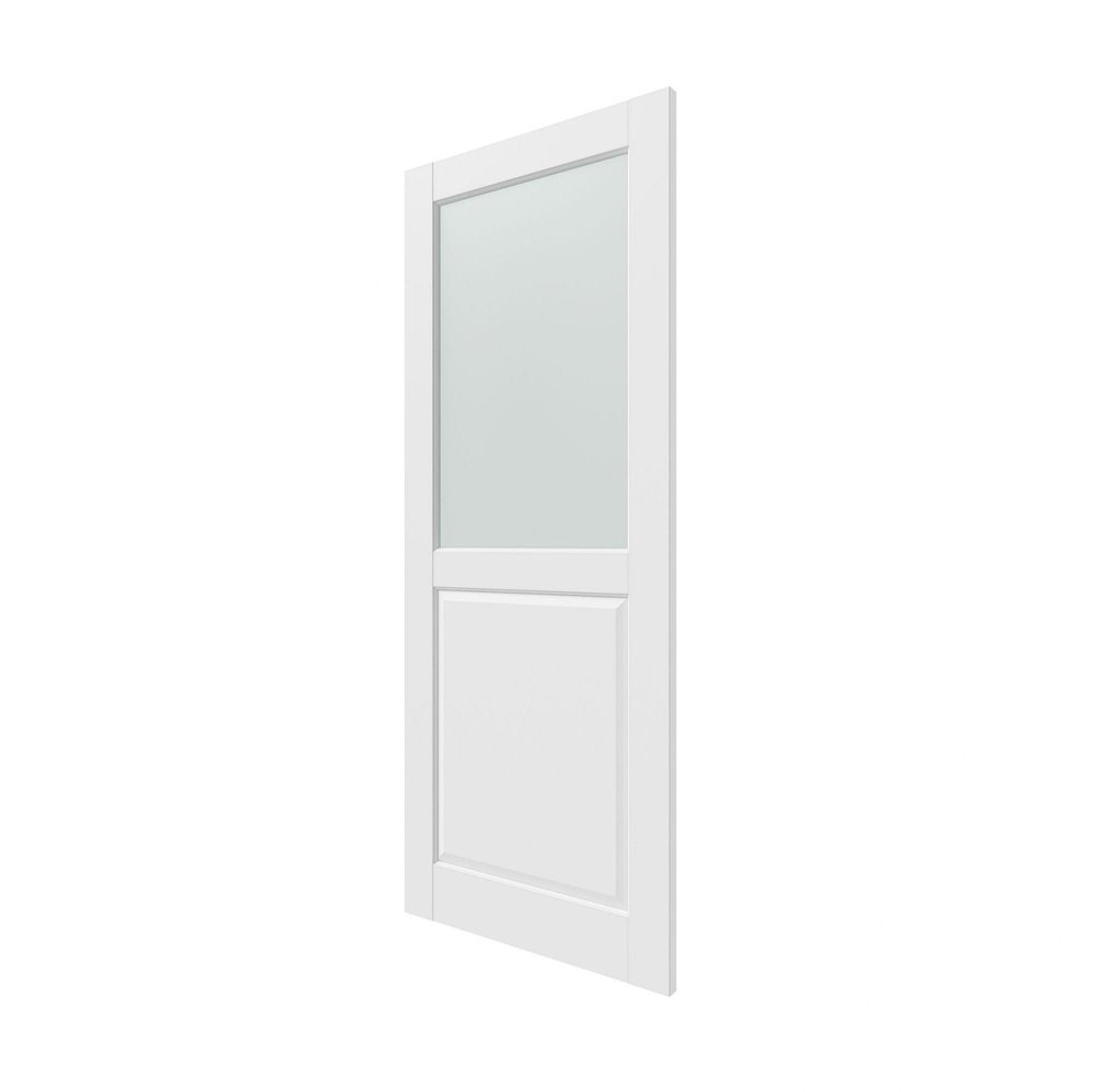 80" X 28" White Wood And Glass Slab Door