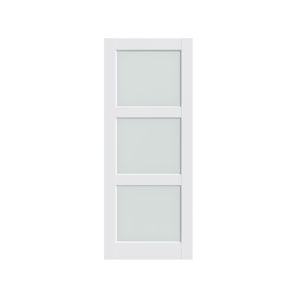 80" X 24" White Wood And Glass Slab Door