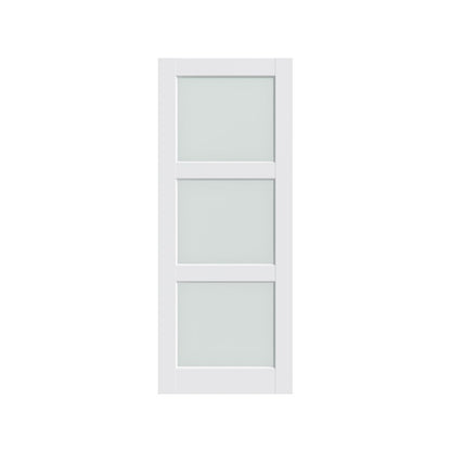 80" X 24" White Wood And Glass Slab Door