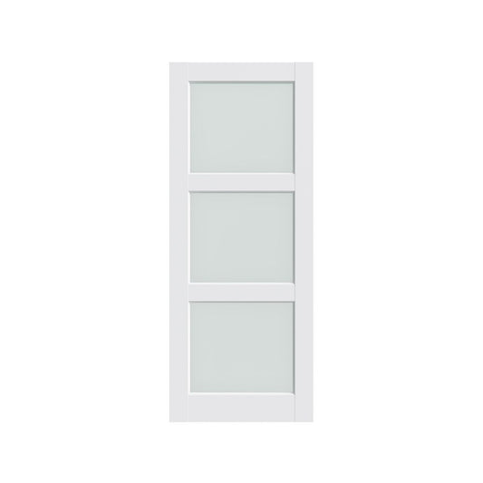 80" X 24" White Wood And Glass Slab Door