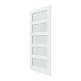 80" X 24" White Wood And Glass Slab Door