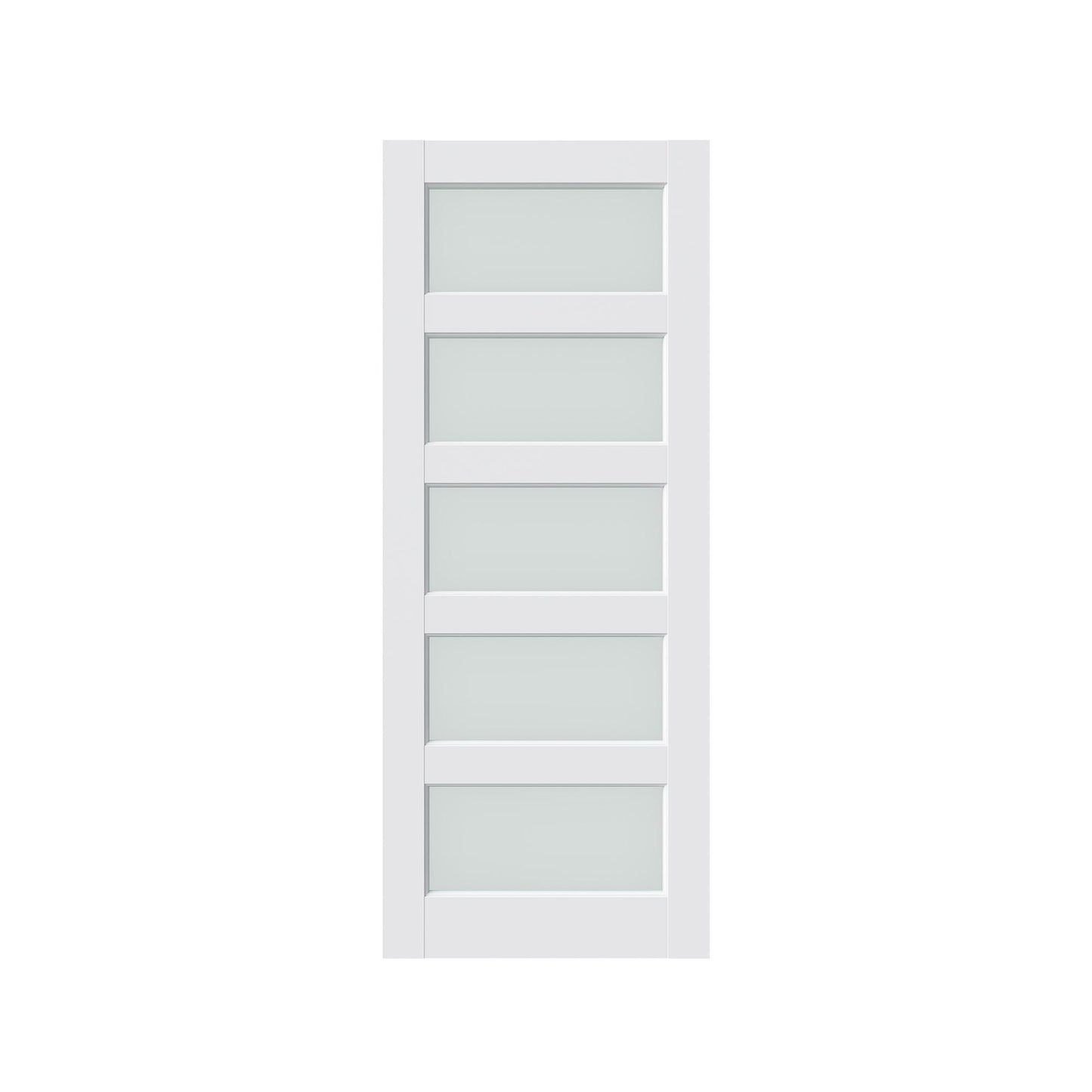 80" X 28" White Wood And Glass Slab Door