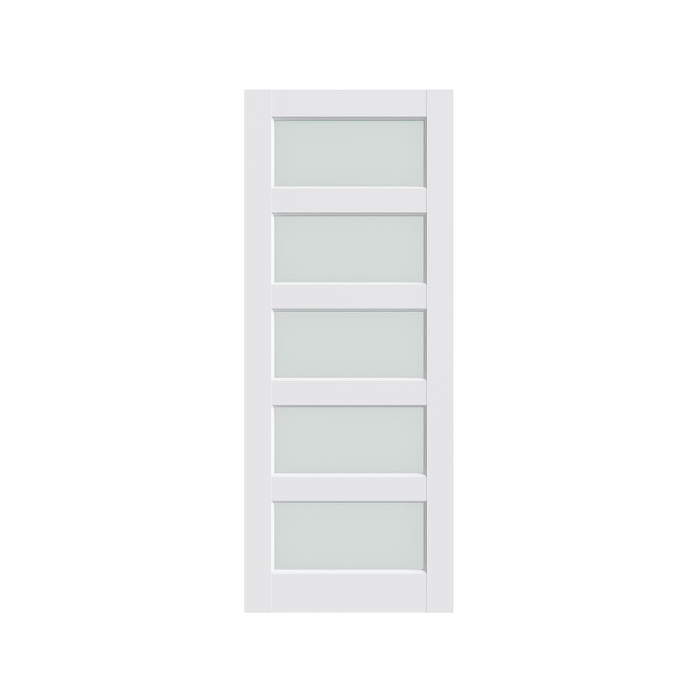 80" X 30" White Wood And Glass Slab Door