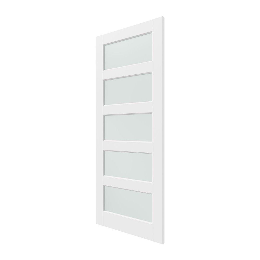 80" X 30" White Wood And Glass Slab Door