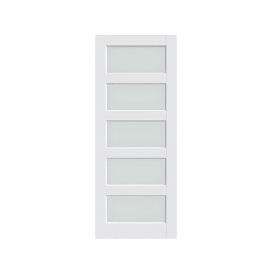 80" X 36" White Wood And Glass Slab Door