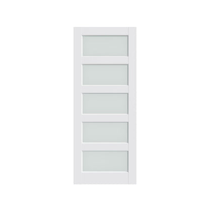 80" X 36" White Wood And Glass Slab Door