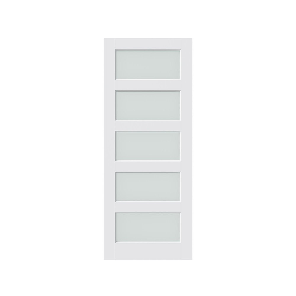 80" X 36" White Wood And Glass Slab Door