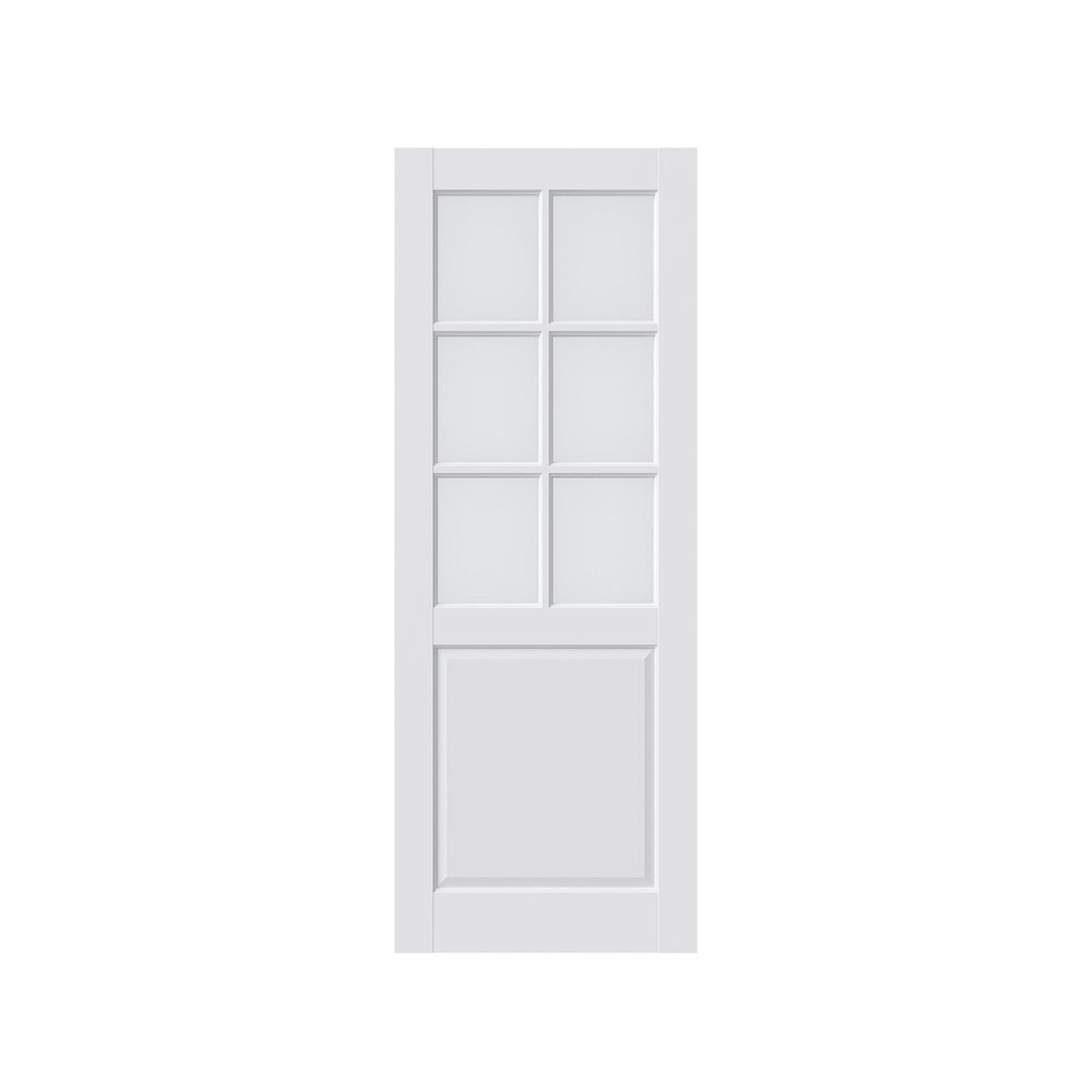 96" X 24" White Wood And Glass Slab Door