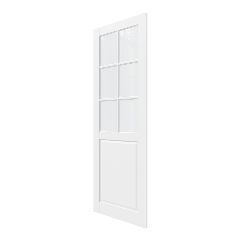 96" X 24" White Wood And Glass Slab Door