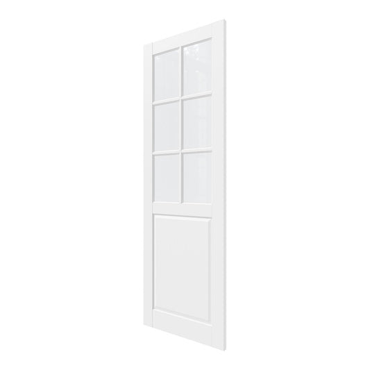 96" X 24" White Wood And Glass Slab Door