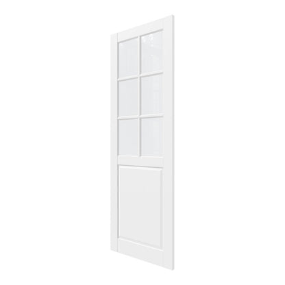 96" X 30" White Wood And Glass Slab Door