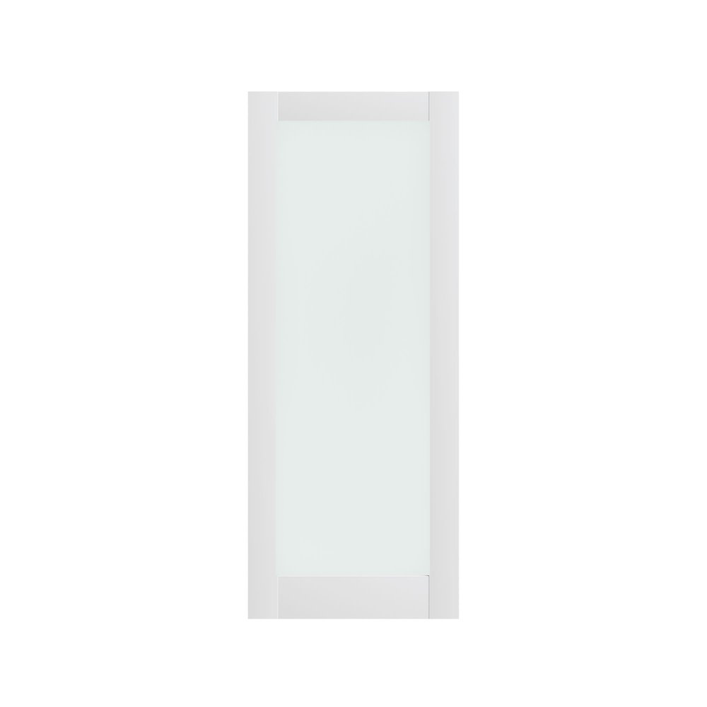 80" X 24" White Wood And Glass Slab Door