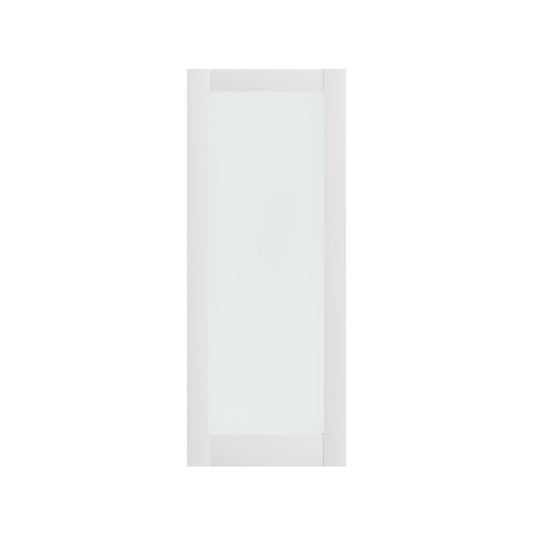 80" X 30" White Wood And Glass Slab Door