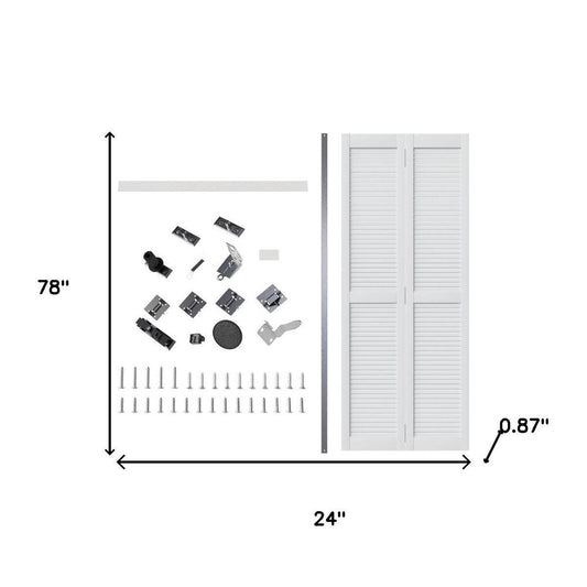 Set Of Two 78" X 24" White Wood Bi-Fold Door
