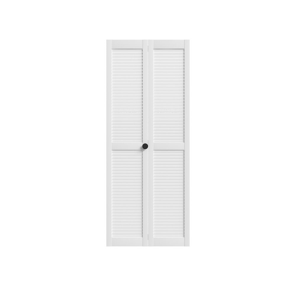 Set Of Two 78" White Wood Bi-Fold Door