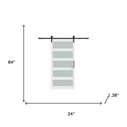 84" X 24" White Glass Barn Door