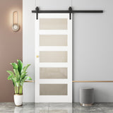 84" White Glass Barn Door