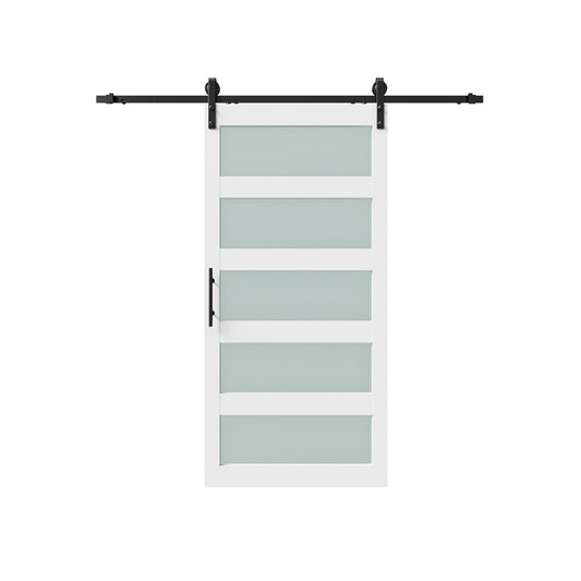 84" X 26" White Glass Barn Door
