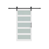 84" White Glass Barn Door