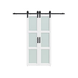 Set Of Two 84" White Glass Sliding Closet Doors