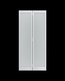 Set Of Two 78" White Glass Bi-Fold Door