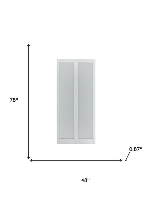 Set Of Two 78" X 48" White Glass Bi-Fold Door