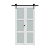 Set Of Two 84" White Glass Bi-Fold Door