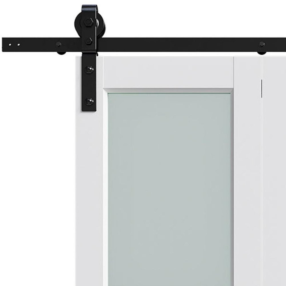 Set Of Two 84" White Glass Bi-Fold Door