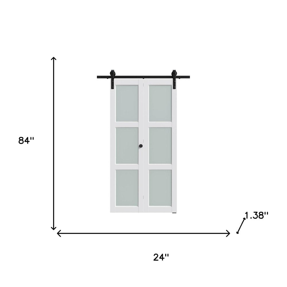 Set Of Two 84" White Glass Bi-Fold Door