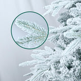 6.5' White Pre Lit Full Flocked Pine Christmas Tree With Decorations