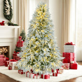6' White Pre Lit Full Spruce Christmas Tree With Decorations