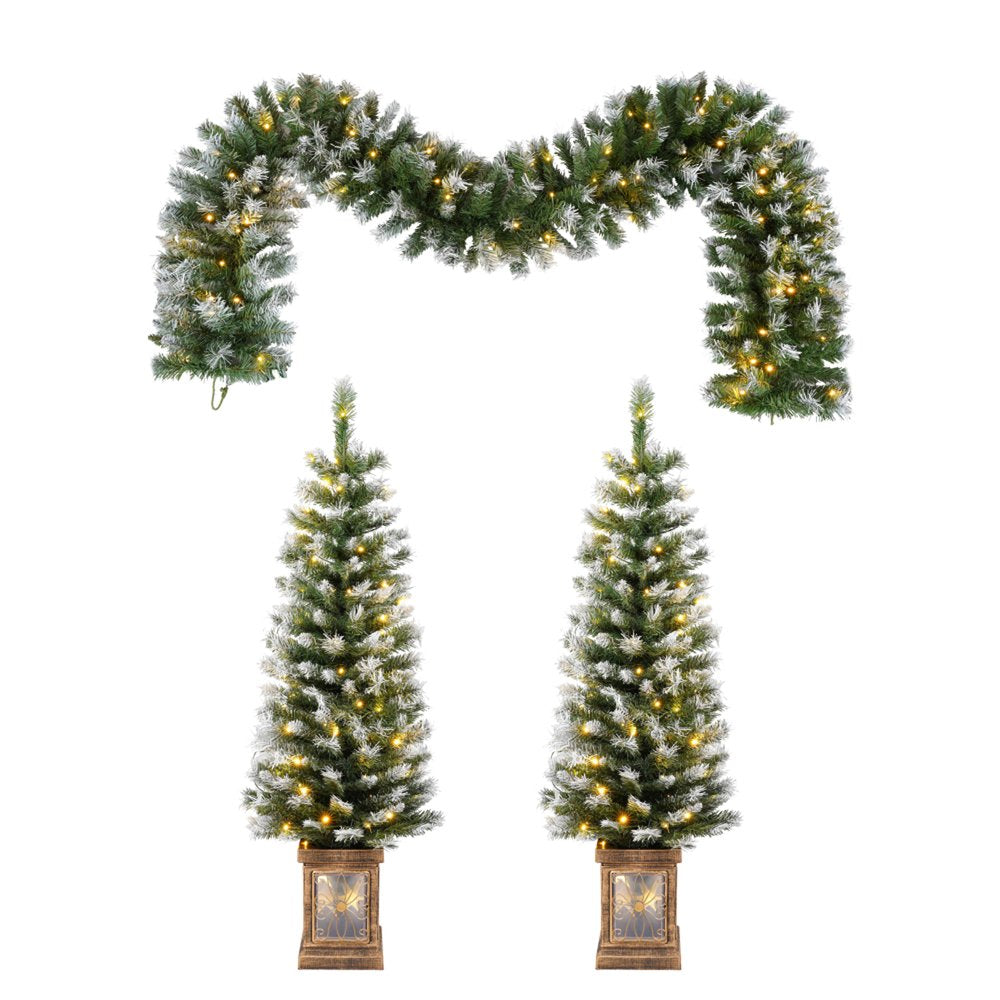 4' White Pre Lit Full Tropical Christmas Tree With Decorations