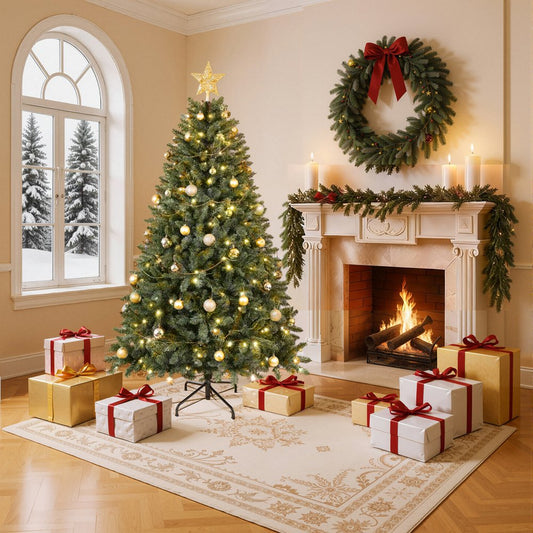 6.5' Pre Lit Full Tropical Christmas Tree With Decorations