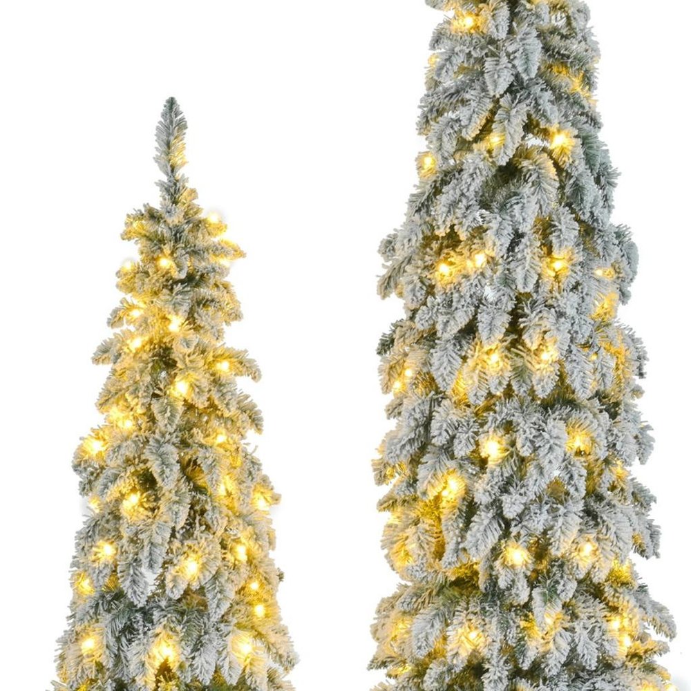 8' White Pre Lit Full Fir Christmas Tree With Decorations