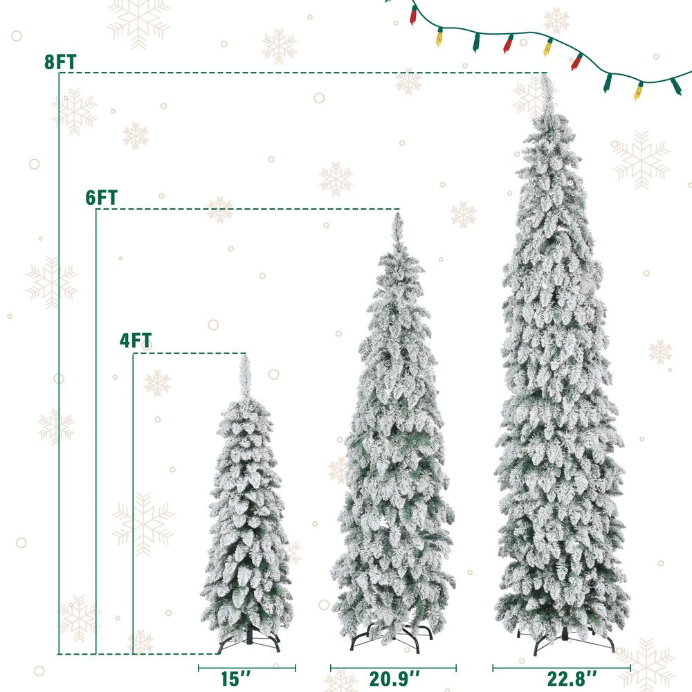 8' White Pre Lit Full Fir Christmas Tree With Decorations