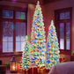 8' White Pre Lit Full Fir Christmas Tree With Decorations