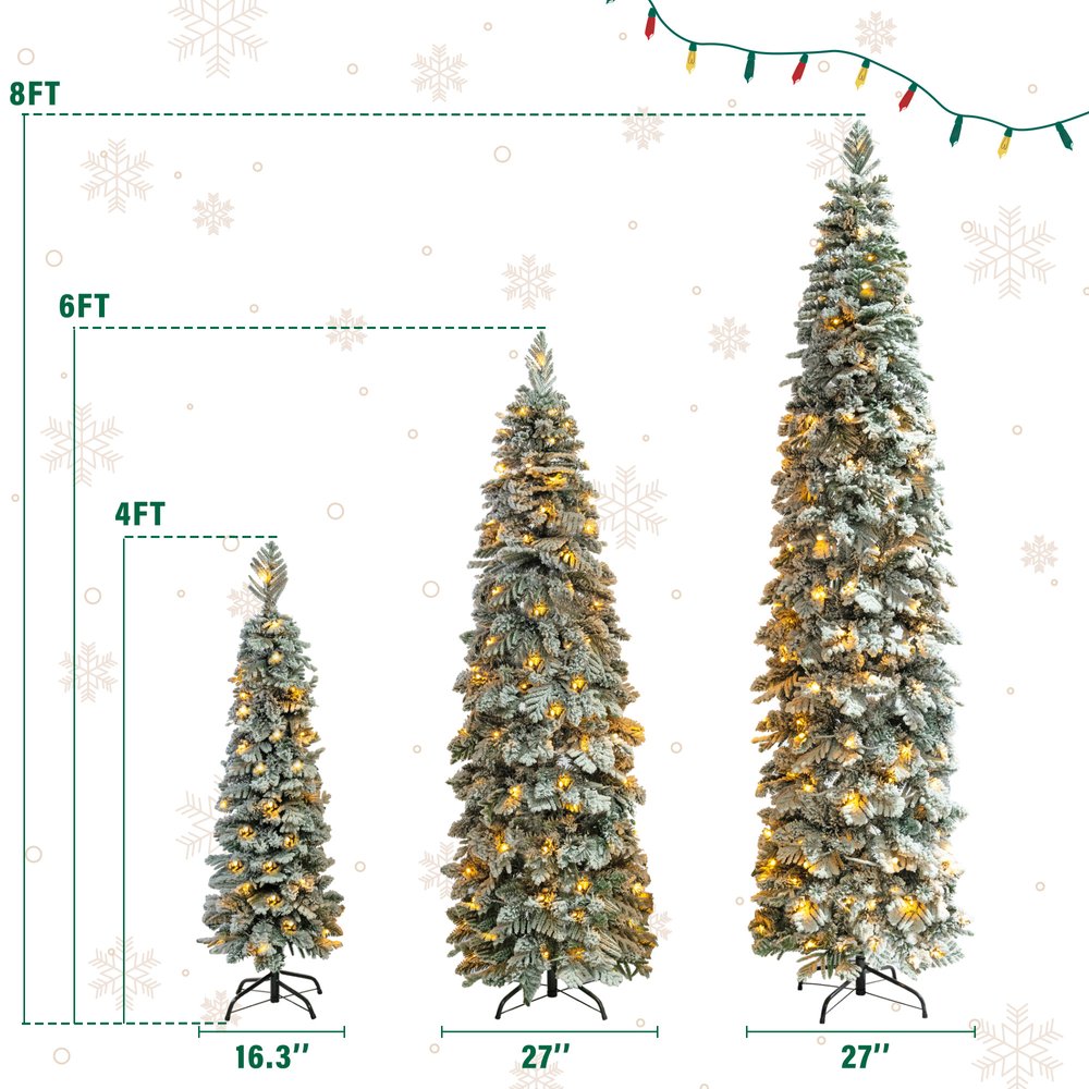 8' White Pre Lit Full Fir Christmas Tree With Decorations