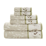 Set of Six Cream Cotton Jacquard Towel Set