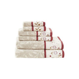 Set of Six Cream Cotton Jacquard Towel Set
