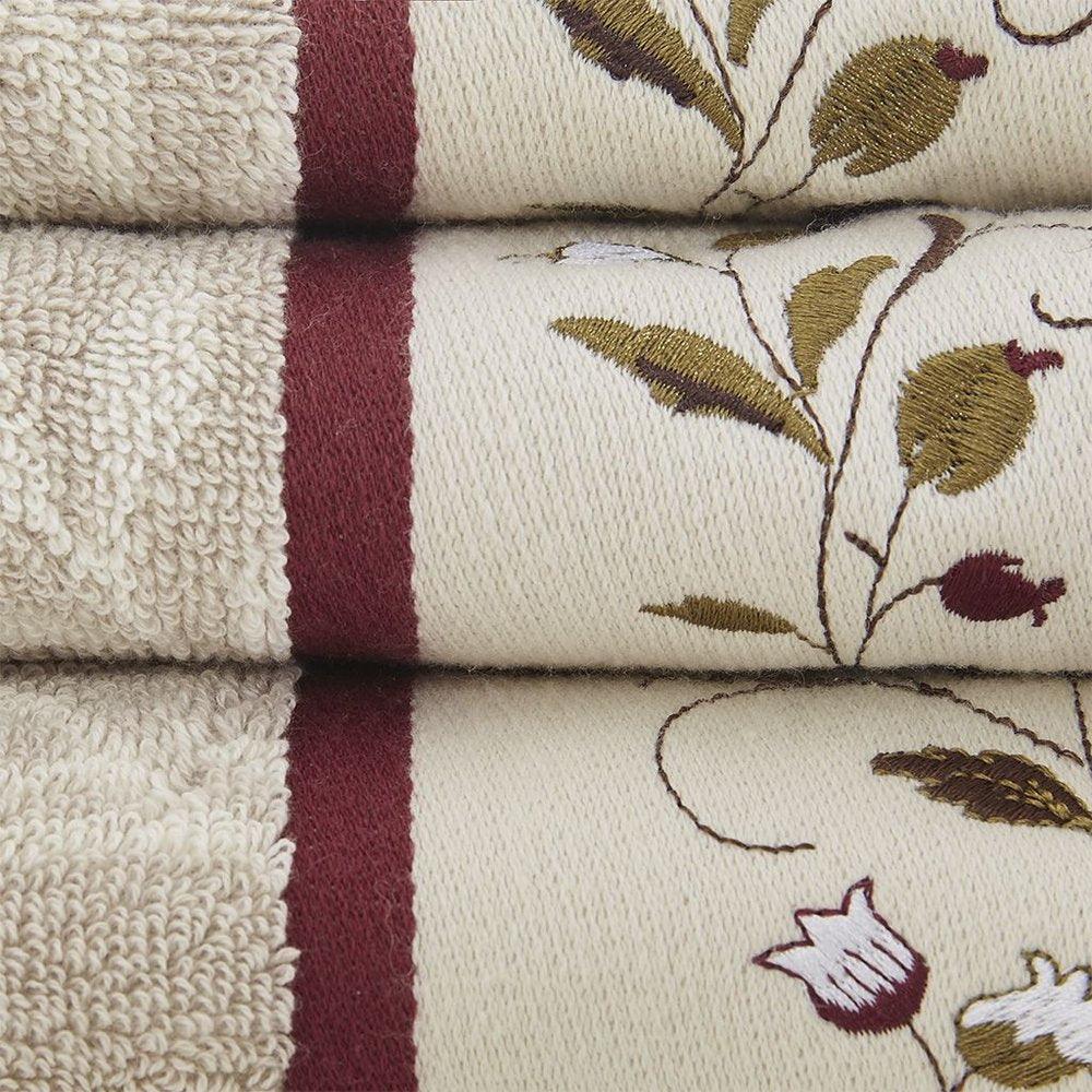 Set of Six Cream Cotton Jacquard Towel Set