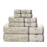 Set of Six Cream Cotton Jacquard Towel Set