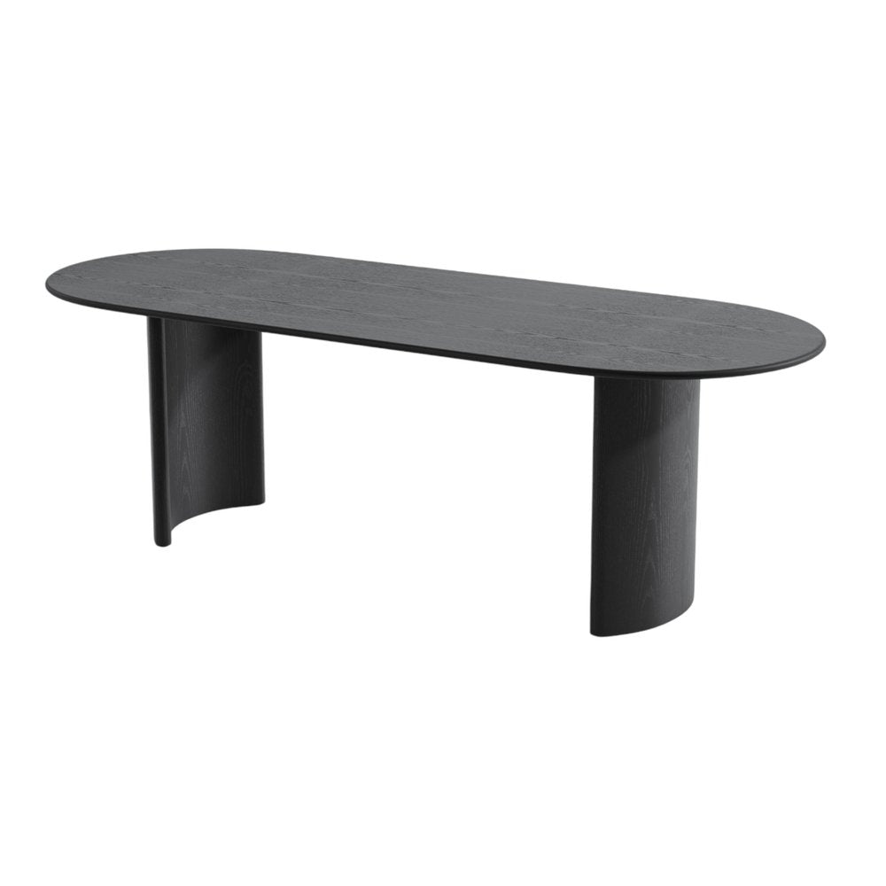 79" Black Solid Wood Double Pedestal Base Oval Dining Table