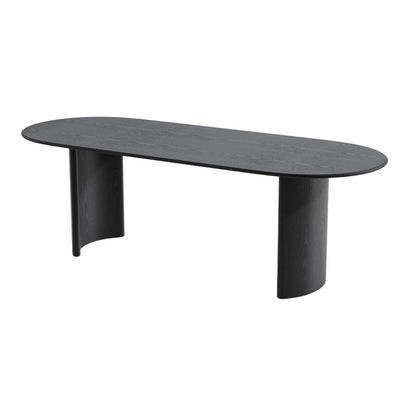 79" Black Solid Wood Double Pedestal Base Oval Dining Table