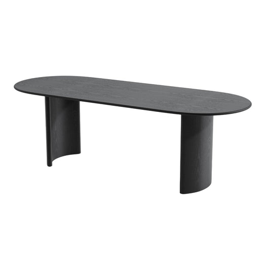 79" Black Solid Wood Double Pedestal Base Oval Dining Table